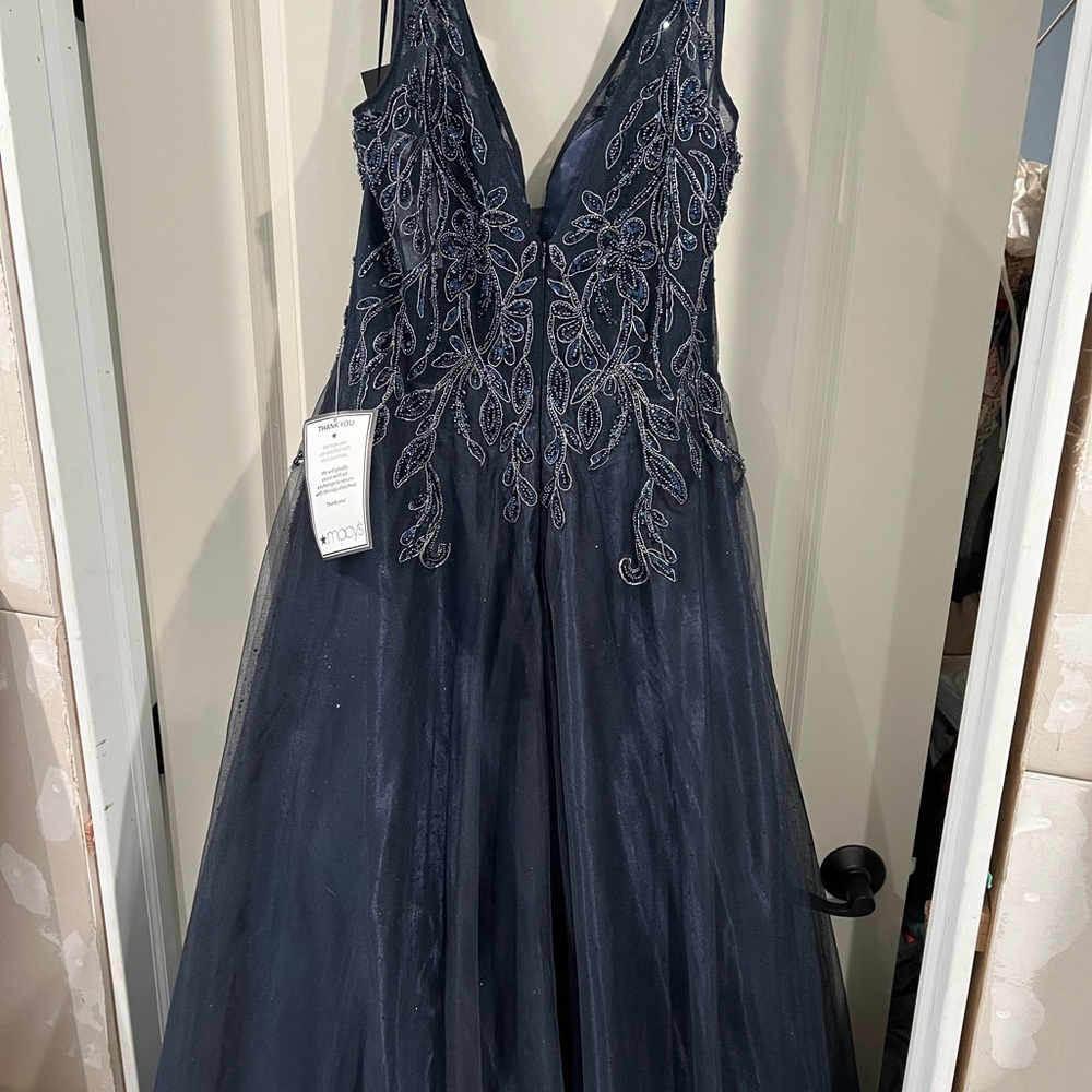 Xscape Navy Blue Ballgown - Picture 5 of 7